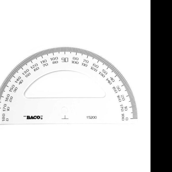 TRANSPORTADOR PLAST. 180 GRADOS 15CM. BACO 115200E.25
